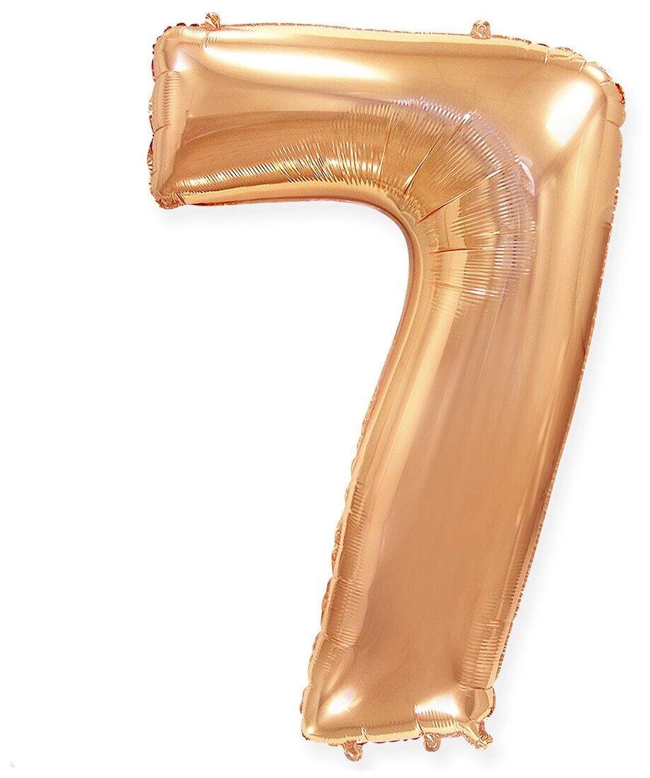 Воздушный шар фольгированный Цифра, 7, Розовое Золото, 81 см, 1 шт.