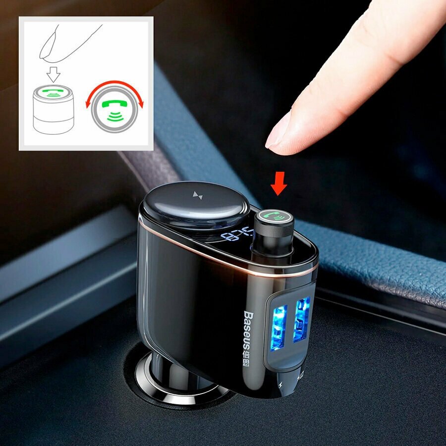 Автомобильное зарядное устройство Baseus Locomotive Bluetooth MP3 Vehicle Charger (CCALL-RH01) Black - фото №10