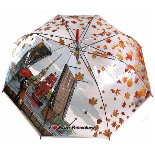 Зонт прозрачный с принтом