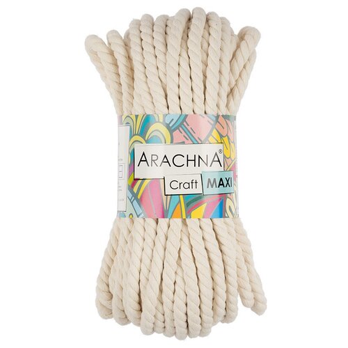 Пряжа ARACHNA Craft Maxi 90% хлопок, 10% фибра 268 г 15.24 м №01 натуральный пряжа arachna craft maxi 75% хлопок 25% фибра 3 шт х 268 г 15 24 м цв 07 мятный craft maxi 07 мятный