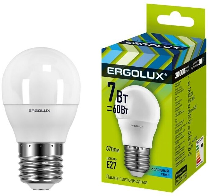 Лампа светодиодная Ergolux LED E27 7Вт