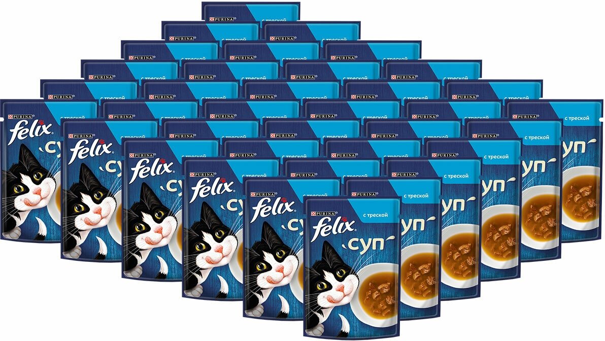 FELIX СУП для взрослых кошек с треской в соусе (48 гр х 36 шт)
