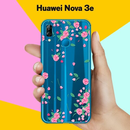 Силиконовый чехол Розочки на Huawei Nova 3e силиконовый чехол планеты шарики на huawei nova 3e