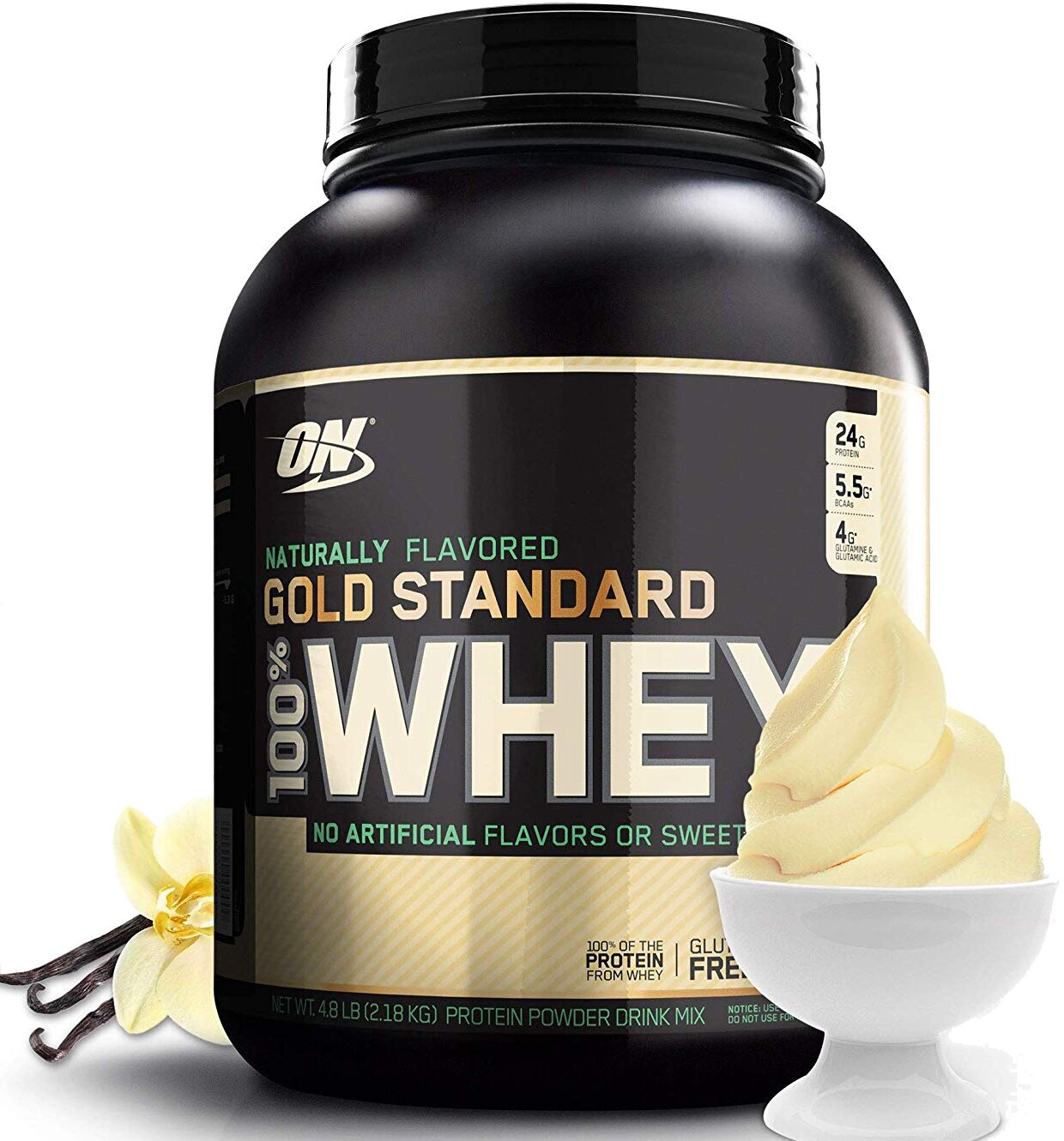 Сывороточный протеин OPTIMUM NUTRITION Naturally Flavored Gold Standard 100% Whey 2178 г, Ваниль