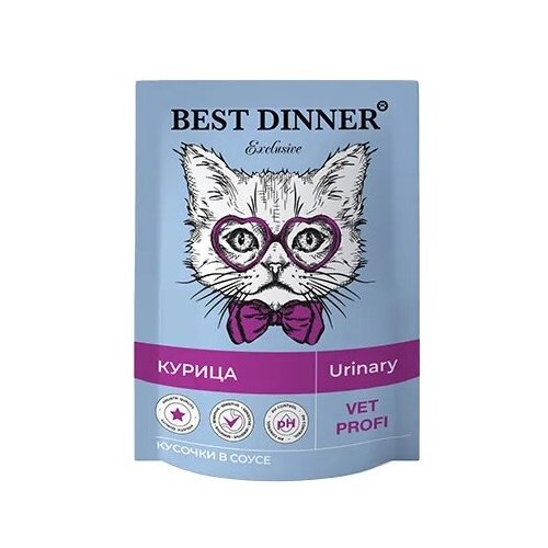 Паучи Best Dinner Exclusive Vet Profi Urinary Бест Диннер кусочки в соусе с Курицей, 12 шт по 85г влажный корм best dinner exclusive vet profi urinary для кошек кусочки в соусе с курицей для профилактики мкб 85гр