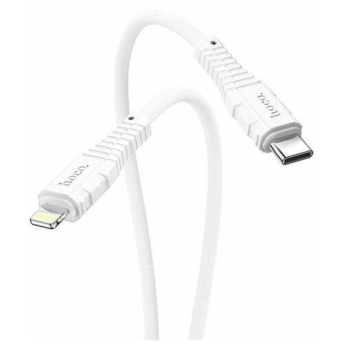 Кабель Lightning to Type-C (PD), HOCO, X67, nano силиконовый, 1м, 20W, белый кабель круглый keyron lightning 8 pin mfi usb type c черный 1 5 м