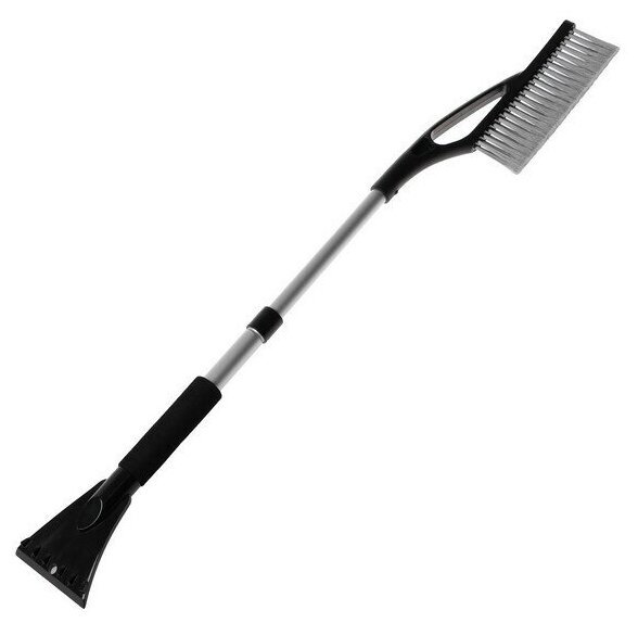 Щетка сметка 69-88 см со скребком телескопическая мягкая ручка серый