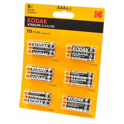 Элемент питания Kodak XTRALIFE ALKALINE LR03 6x2 шт BL12 арт.16999 (12 шт.) элемент питания lr6 12bl perforated 6x2bl xtralife alkaline [kaa 2x6 perf] 14457618432 kodak б0038794 12 шт