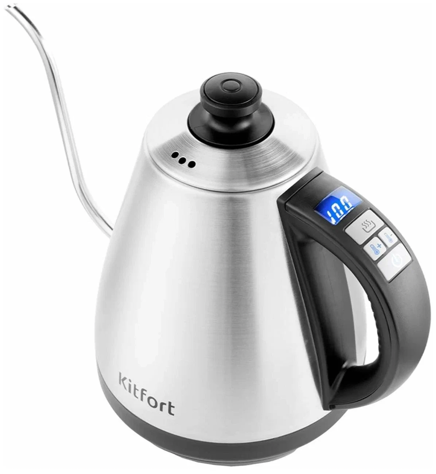 Чайник Kitfort, вращение на 360 градусов, индикатор уровня воды, индикация включения, дисплей, съемная крышка, отсек для хранения шнура