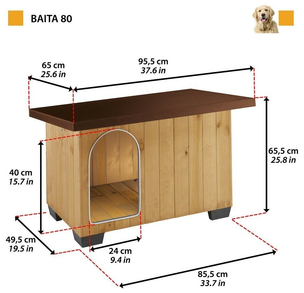 Ferplast будка BAITA 80 деревянная (95х65х65 см) - фото №5