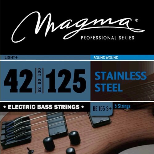 magma strings be230s струны для бас гитары 60 130 серия stainless steel калибр 60 80 100 130 обмотка круглая нержавеющая сталь натяжение ne Комплект струн для 5-струнной бас-гитары Low B 42-125 Magma Strings BE155S+