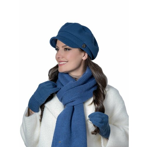 фото Кепка landre, демисезон/зима, шерсть, подкладка, размер 56-59, синий