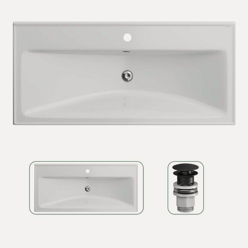 Изображение товара Раковина для ванной AM.PM, с донным клапаном, 100 см, мебельная, встроенная, черный