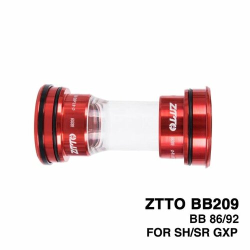 Каретка ZTTO стандарта BB86/90/92 (Press Fit) ZZ-PTZZBB209 на промышленных подшипниках, красный каретка ztto на выносных подшипниках стандарта press fit для систем shimano sram gxp диаметр оси 24 22 мм красный
