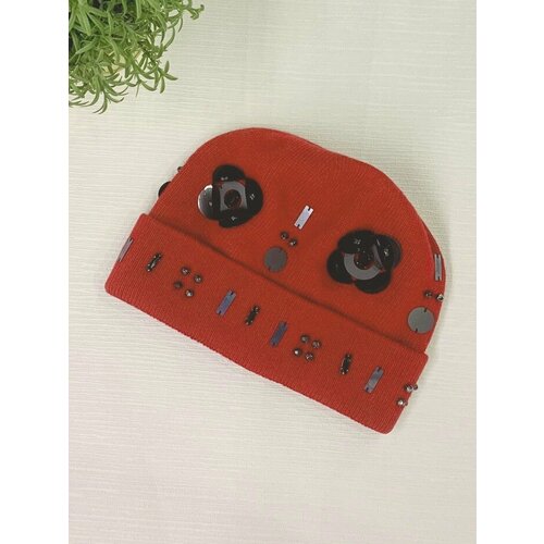 фото Шапка бини vintage+, размер 56-58, бордовый