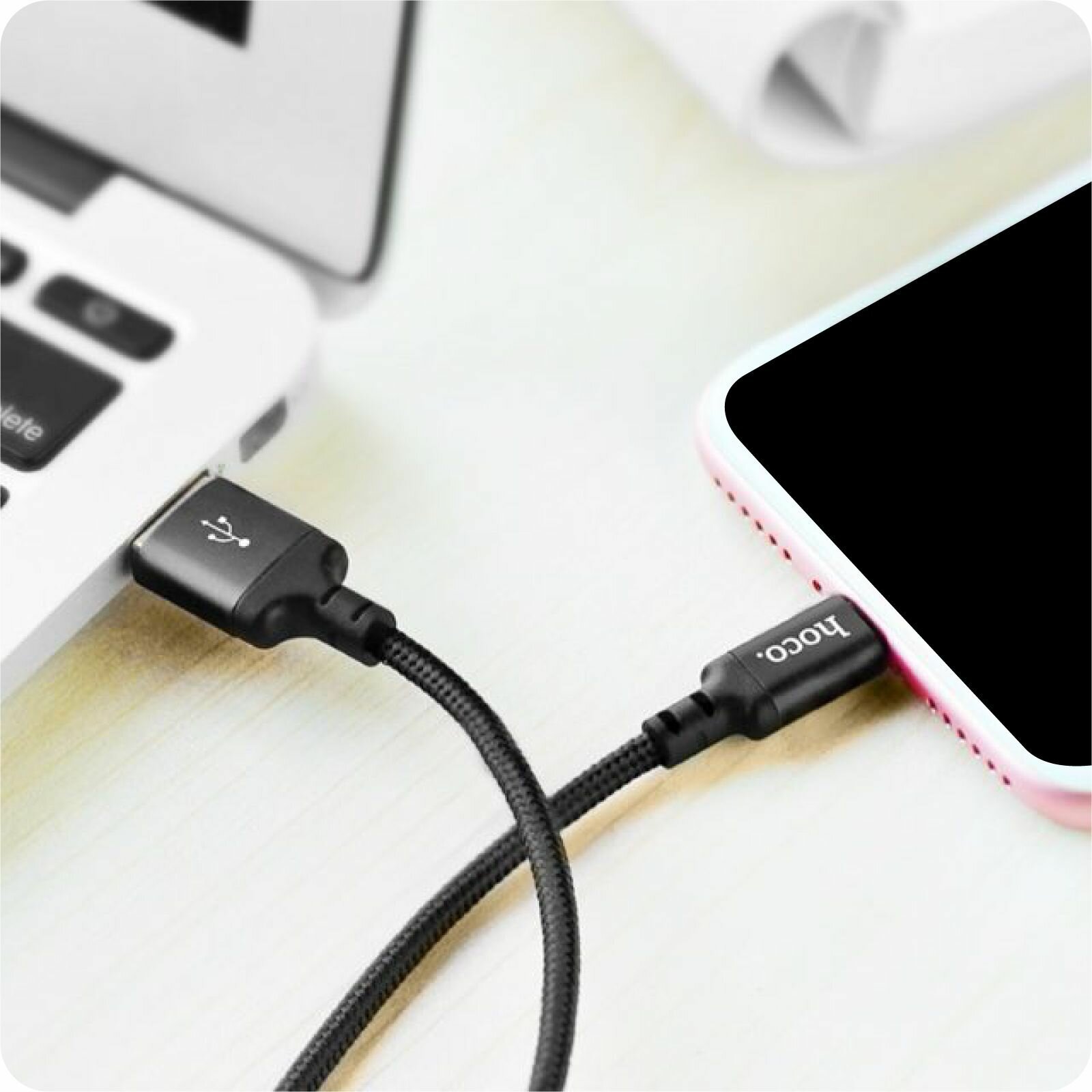 Кабель USB Type C, быстрая зарядка, 1 метр, нейлоновый, передача данных / провод тип с для смартфона, шнур для телефона / Hoco. X14 — фото 1