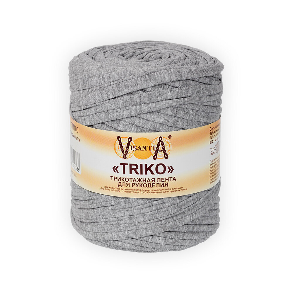Пряжа VISANTIA "TRIKO" FTM100 92% хлопок, 8% эластан 500 г 100 м серый