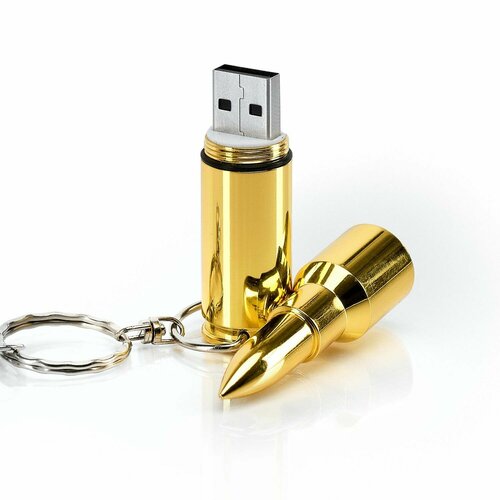 usb флешка usb flash накопитель флешка пуля 128 мb серебряная арт f42 10шт USB флешка, USB flash-накопитель, Флешка Пуля, 128 МB, золотая, арт. F42