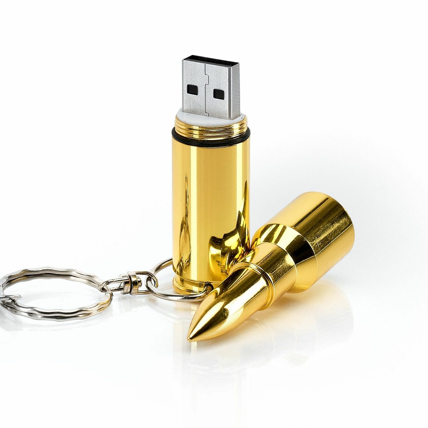 USB флешка, USB flash-накопитель, Флешка Пуля, 128 МB, золотая, арт. F42