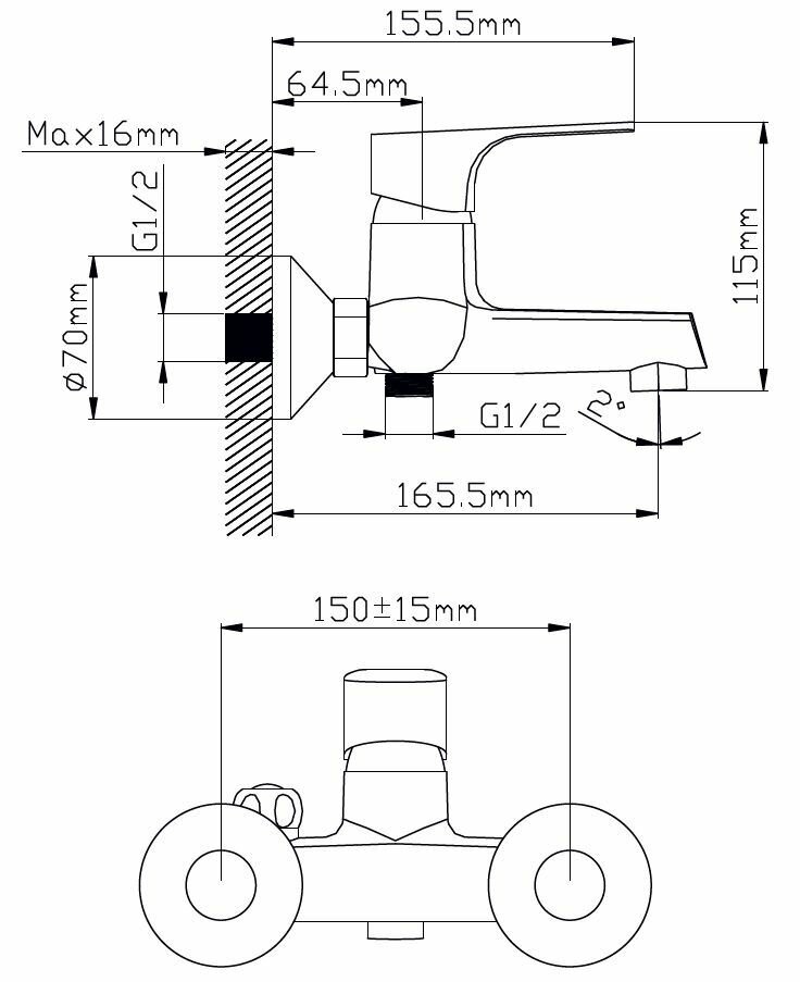 Смеситель на ванну Potato P30222-9