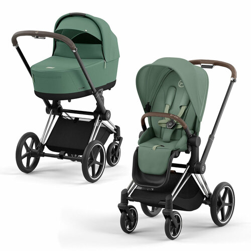 Коляска 2 в 1 Cybex Priam IV Leaf Green, шасси chrome/brown прогулочная коляска new cybex priam iv leaf green шасси chrome brown