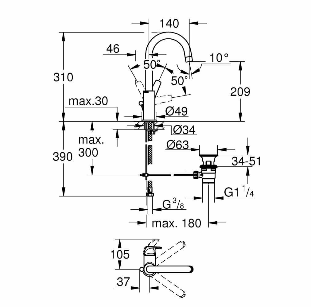 Смеситель для раковины Grohe - фото №6