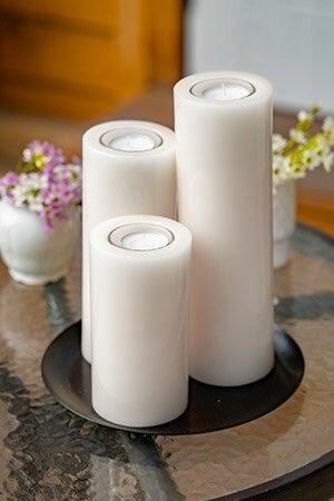 Набор свечей-подсвечников под чайные свечи триада, белые, 25 см, Омский Свечной 180521-свеча