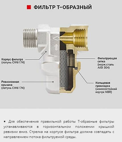 PROFACTOR Фильтр прямой Т-образный в/н 1/2" PF TS 235 - фотография № 4