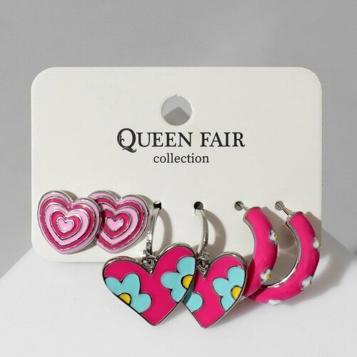 Серьги пусеты Queen Fair, эмаль, желтый, розовый серьги пусеты fashion jewelry бижутерный сплав золотой