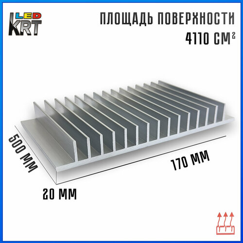 Радиаторный алюминиевый профиль 170х20х500 мм. Радиатор охлаждения, теплоотвод, охлаждение светодиодов