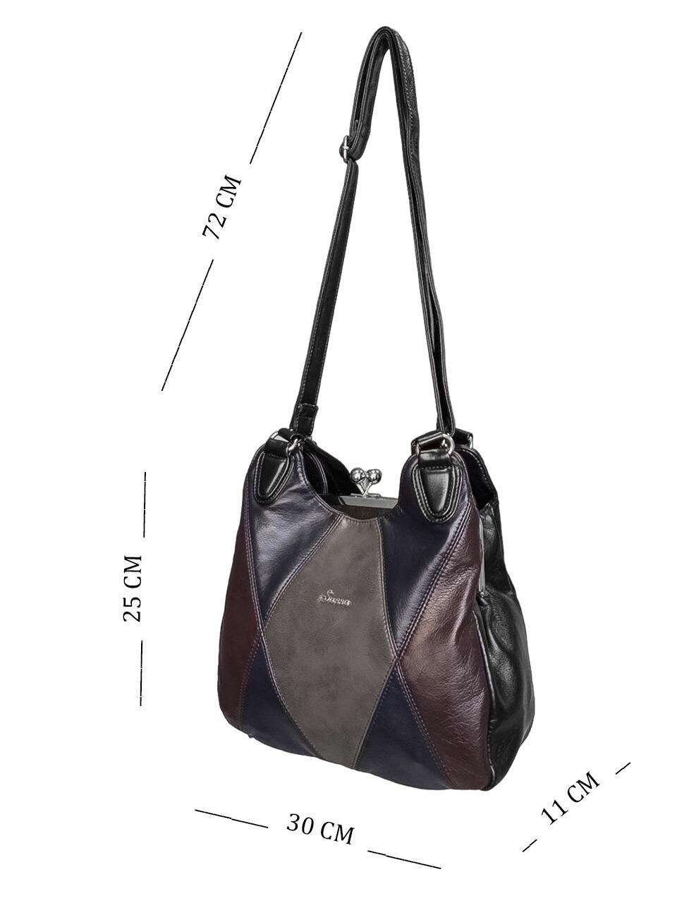 Сумка мессенджер Sassa, фактура гладкая, синий, бордовый, черный, бежевый — фото 1