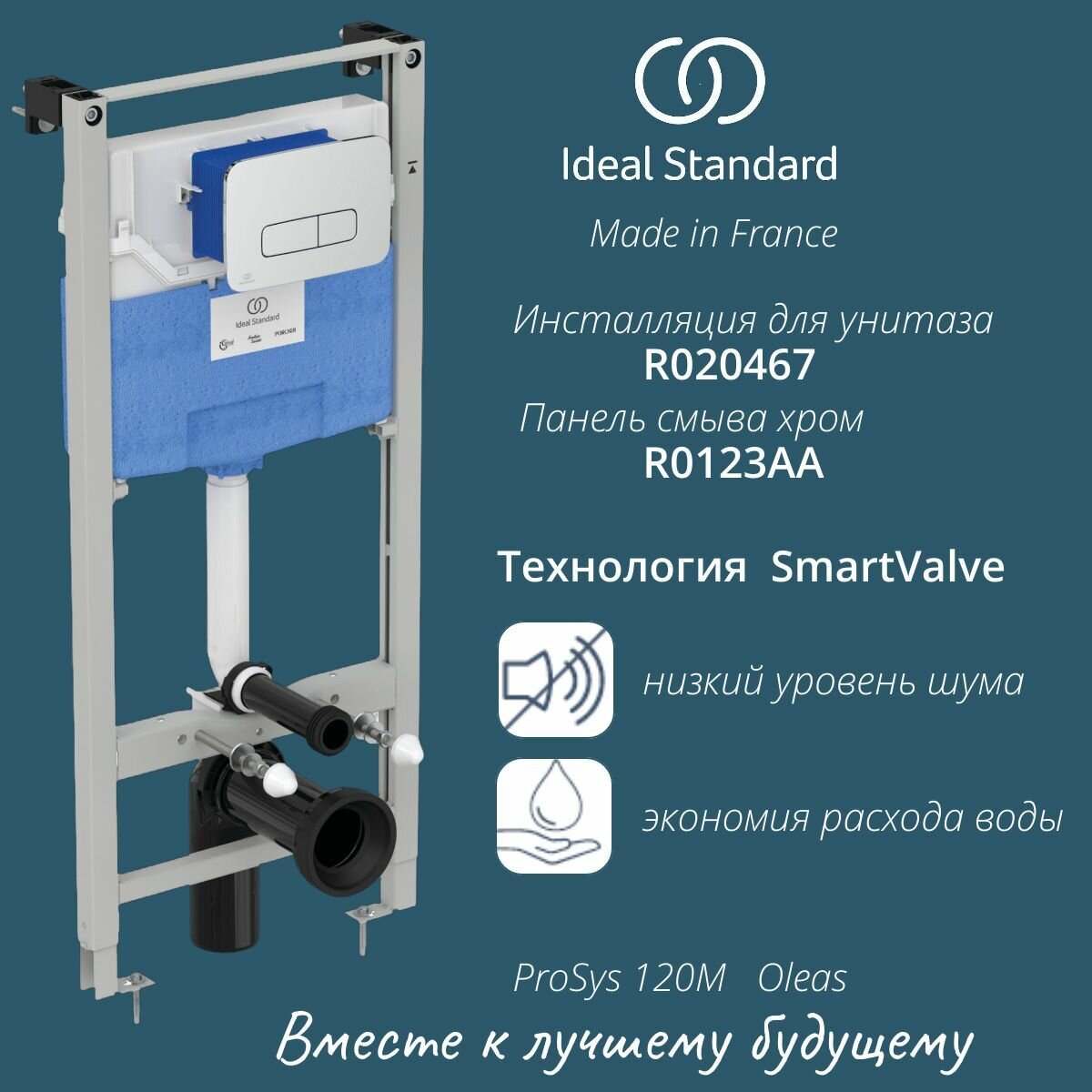 Инсталляция для унитаза с хромированной кнопкой смыва Ideal Standard ProSys 120M