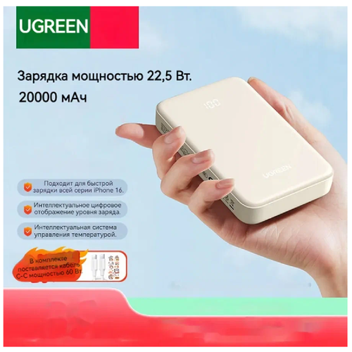 Внешний аккумулятор Power Bank Ugreen PB508 35337 225 Вт 20000 мАч бежевый 239000₽