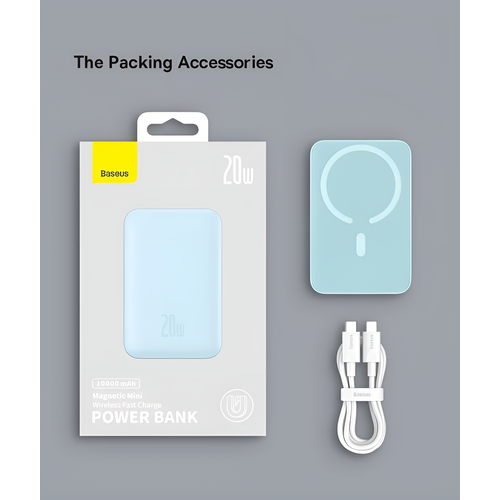 Внешний аккумулятор Baseus Magnetic Mini 10000 mAh беспроводная зарядка синий 4101₽