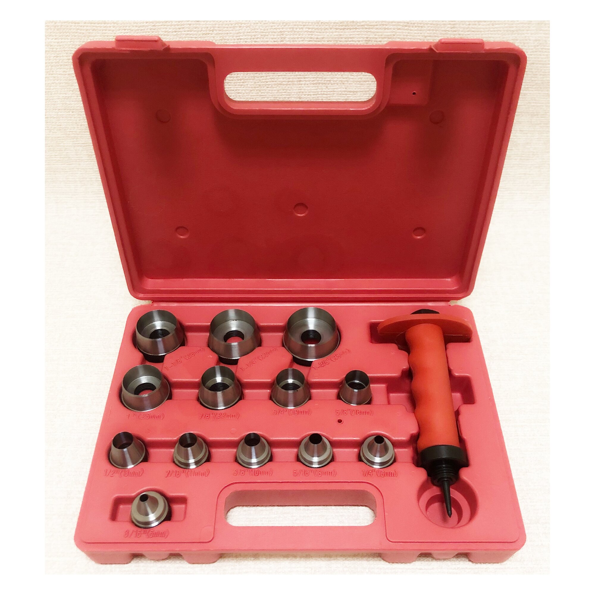 Набор высечек (пробойников)13 штук 5 - 35 мм в пластиковом кейсе