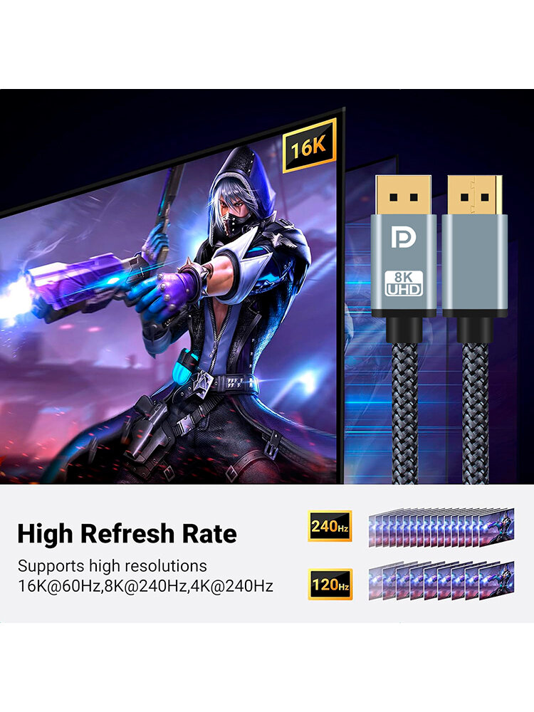 Кабель Mobiledata HDMI/HDMI 8К, 1м, серый - фото №3
