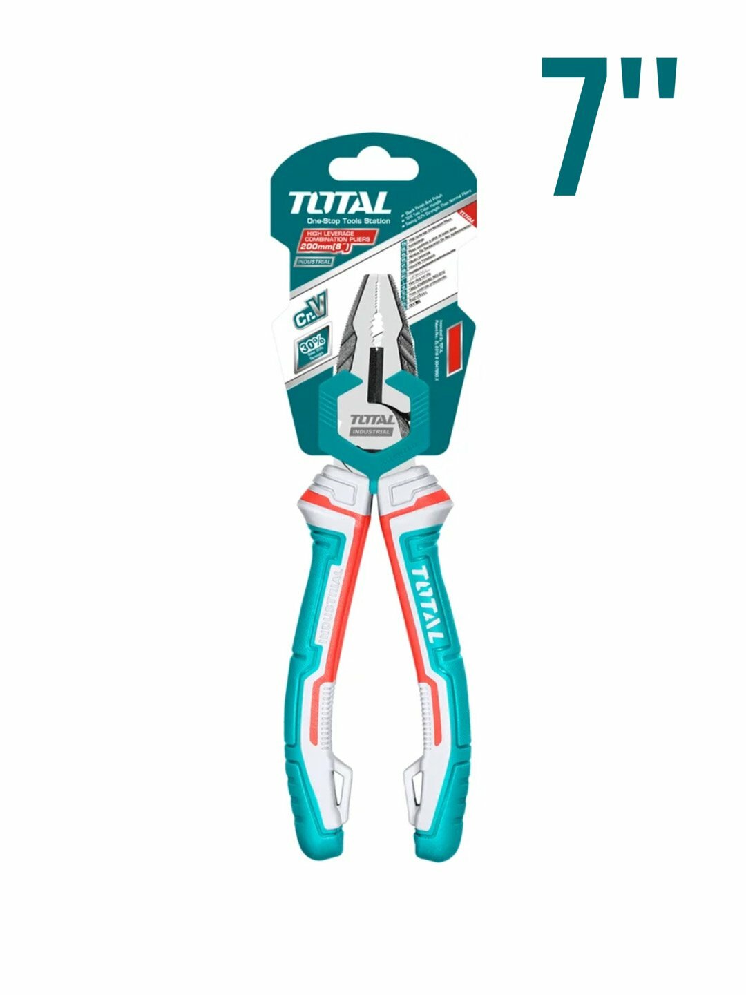 Пассатижи TOTAL THT210706S, длина 180мм, режущие кромки, усиленная кромка