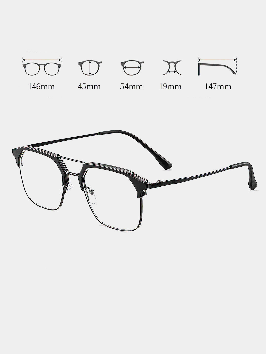 Компьютерные очки, линзы из стеклопластика, чёрные, унисекс, квадратные — фото 1