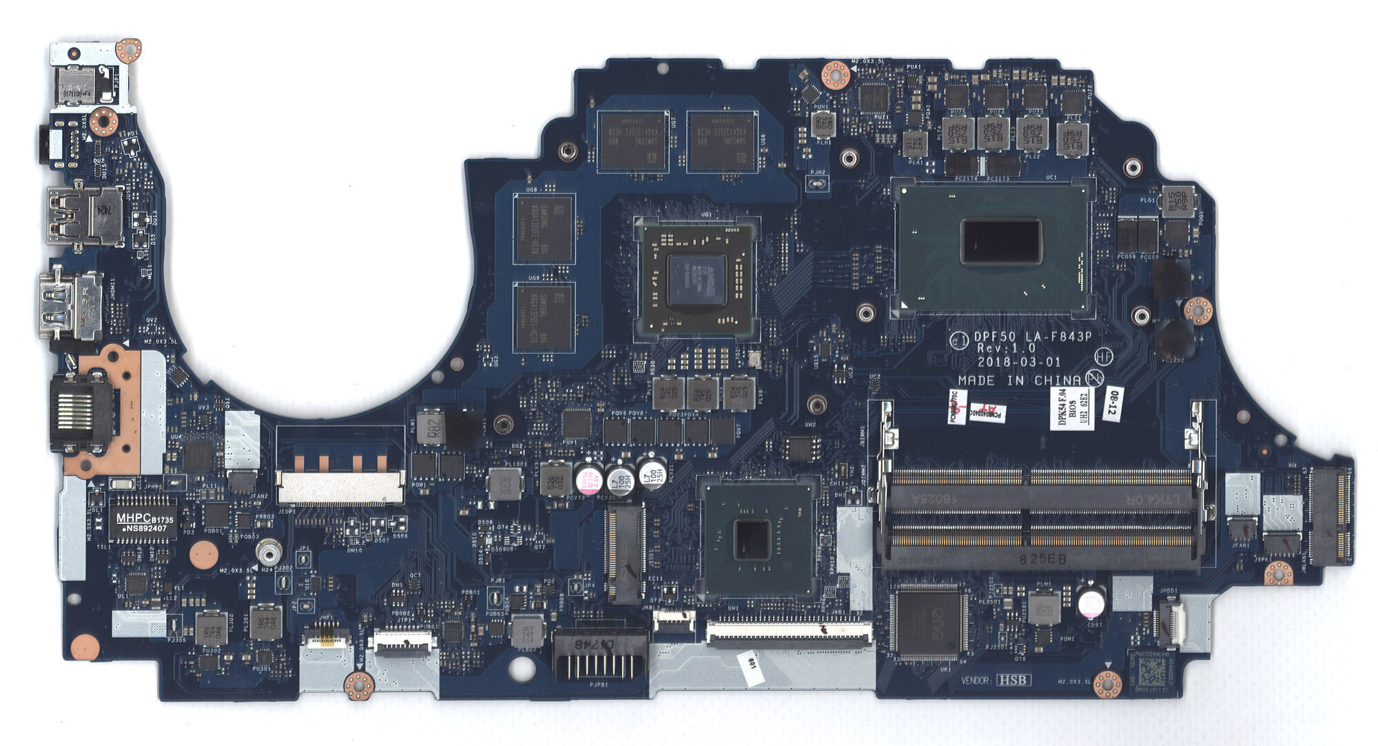 Материнская плата LA-F843P i5-8300H RX560 V2G для игр HP 15-CX 15-CX000 — к...