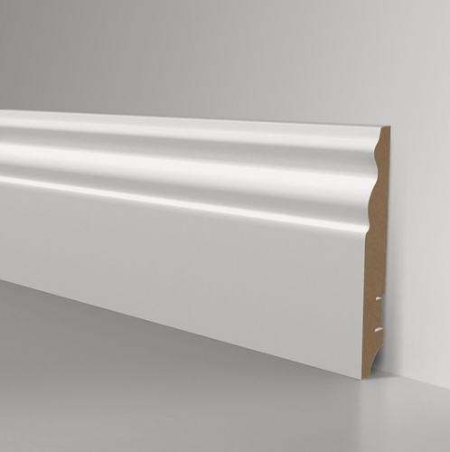 Изображение товара Плинтус Hannahholz (10 метров) 16x100 мм белый МДФ высокий напольный под покраску широкий Elite KW100303-10 метров