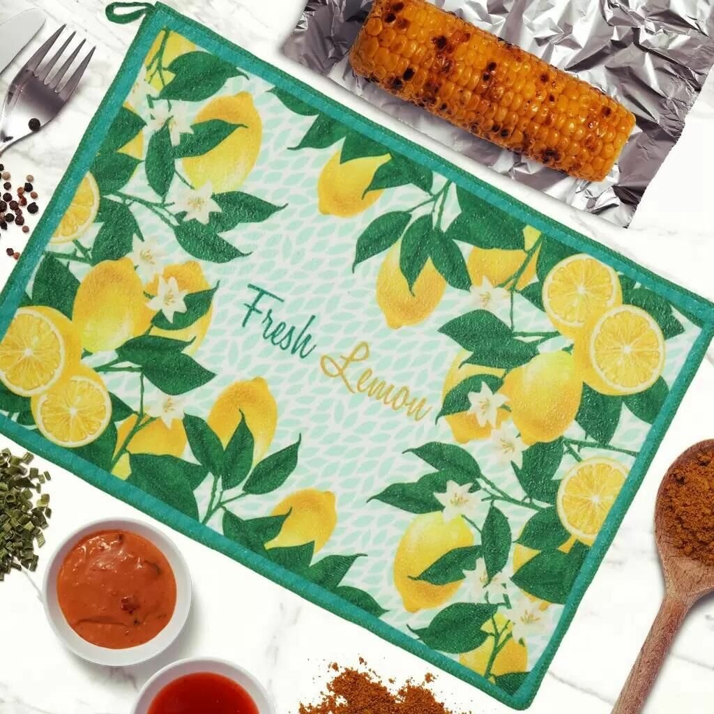 Полотенце кухонное КНР Лимоны новые, 40х60 см, 100% полиэстер