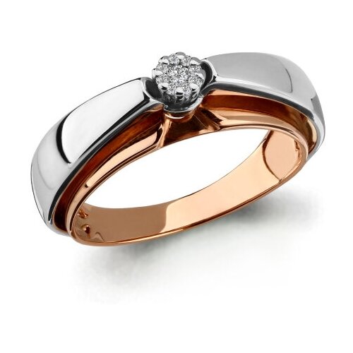 фото Золотое кольцо aquamarine 963047к с бриллиантом diamant-online