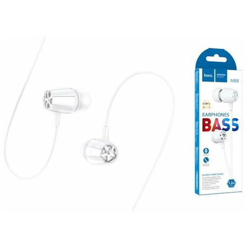 Наушники вкладыши с микрофоном Hoco M88 Graceful White мобильная гарнитура белые 21700₽