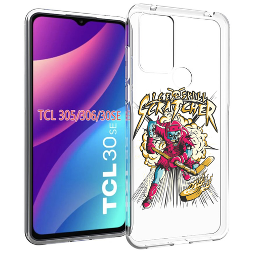 Чехол MyPads нарисованный скелет хоккеист для TCL 30SE / TCL 305 / TCL 306 / TCL 30E задняя-панель-накладка-бампер чехол mypads нарисованный череп для tcl 30se tcl 305 tcl 306 tcl 30e задняя панель накладка бампер