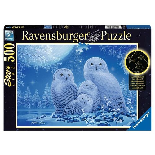 Пазл Ravensburger 500 деталей: Совы при лунном свете