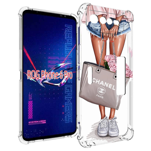 Чехол MyPads Девушка-с-сумкой женский для Asus ROG Phone 6 Pro задняя-панель-накладка-бампер