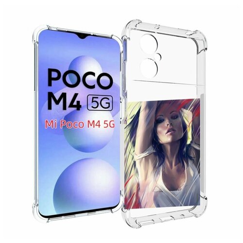 Чехол MyPads акварельная-девушка женской для Xiaomi Poco M4 5G задняя-панель-накладка-бампер чехол mypads акварельная девушка женской для xiaomi 12s pro задняя панель накладка бампер