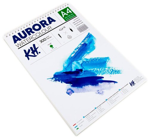Альбом для акварели на спирали Aurora Rough А4 12 л 300 г 100% целлюлоза