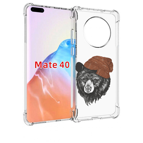Чехол MyPads Медведь в шапке 2 для Huawei Mate 40 / Mate 40E задняя-панель-накладка-бампер