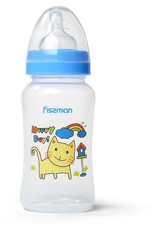 Бутылочка Fissman для кормления 300 мл, цвет голубой (пластик) (6890)